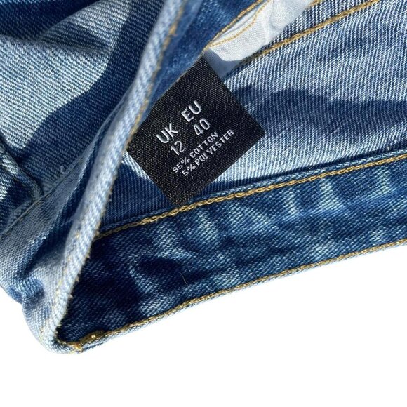 Momokrom Lightwash Distressed High Waisted Straight Leg Jeans 32in Waist - Picture 4 of 5